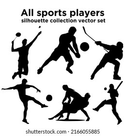 All Sports Players Silhoutte Collection Vector Set