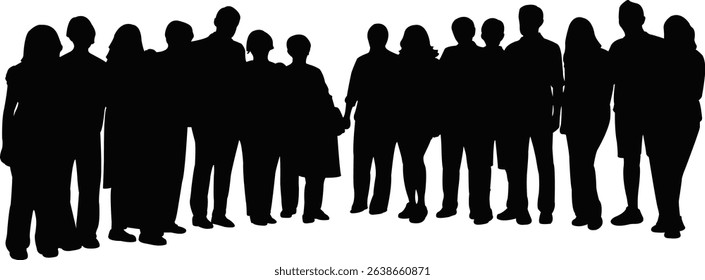 all staff together, silhouette vector