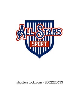 all star badge sport shield logo vector