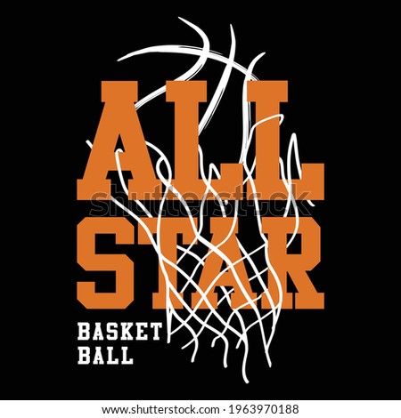 All Star Basketbal With Shadow basketball net, Vector Illustration - Typography