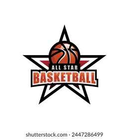 All star for basketball emblem logo design