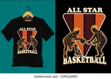 All Star Basketball Retro Vintage T Shirt Design