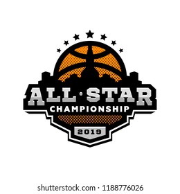 All star basketball, sports logo, emblem.