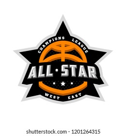 All star basketball, sports logo, emblem.