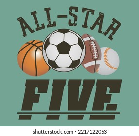 All star design for boys. Athletic  sports player for boys