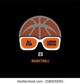 All Star Legend Status, Basketball graphic t-shirt design, print, vector illustration. 