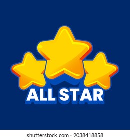 All Star Online Game Label Icon Design Vector