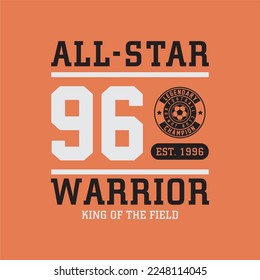 Todo el texto de la cita de Star. Dibujo de fútbol. Diseño de ilustraciones vectoriales para gráficos de moda, estampados de camisetas.