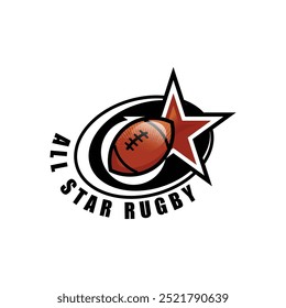 All star rugby club sport logo concept design