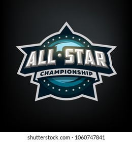 All star sports, template logo design on a dark background.