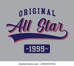 All Star Sporty Collegiate Varsity Hero Statement Tshirt Graphic