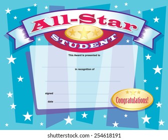 ALL STAR STUDENT AWARD PRINT-OUT CERTIFICATE CONGRATULATIONS!