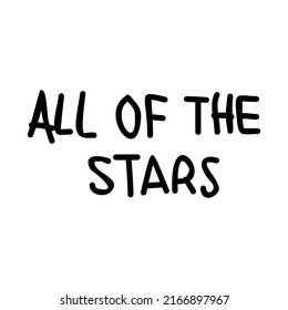 All Of The Star Typography V26 Patch Streetwear, Urban Design Black Color Patch Commercial Use