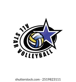 All star volleyball club sport logo concept design