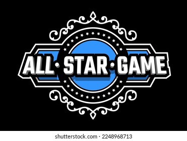 All stars game logo, emblem on a dark background.