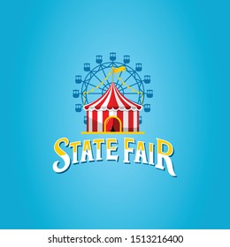 All statefair circus with text logo in blue background