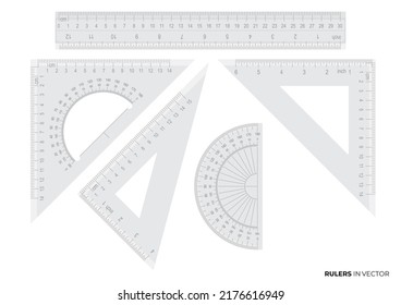all stationery rulers for office works the long ruler triangle, half circle ruler , full circle rulers