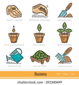 All Steps of Business Outline Color Web Icons