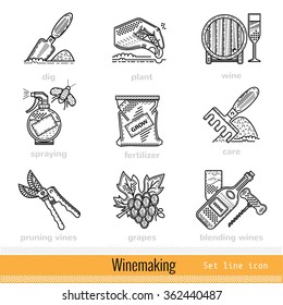 All Steps of Wine making Outline Web Icons