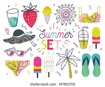  All for Summer holidays. Vector set of creative elements for your design.