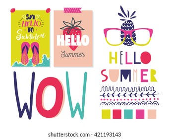 All for Summer holidays. Vector set of creative elements for your design.