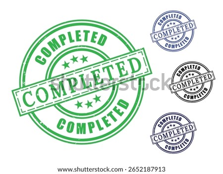 All Tasks Completed Badge Pack, Grunge Finished Work Stamp Collection