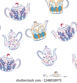 all teapots cute abstract fashion seamless vector pattern - Shutterstock ID 1248018973