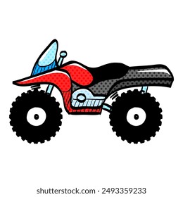 All terrain vehicle halftone icon hand drawn color vector illustration