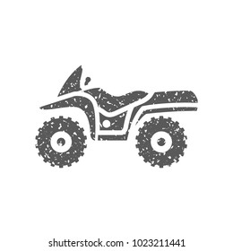 All terrain vehicle icon in grunge texture. Vintage style vector illustration.