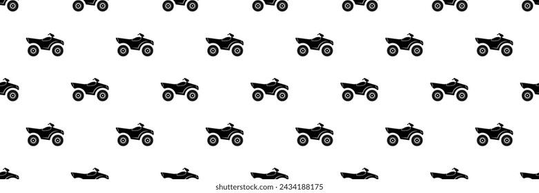 All Terrain Vehicle Icon Seamless Pattern, Quad Bike Icon Vector Art Illustration