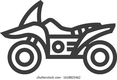 All terrain vehicle icon in thick outline style. Black and white monochrome vector illustration.