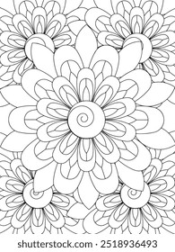 Todos esses designs são desenhados à mão e exclusivos 
Flor Linda ilustração em preto e branco para livro de coloração adulto,
Esta é uma página de coloração bonito Zentangle para KDP Interior, POD produtos