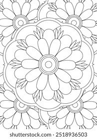 All these designs are hand-drawn and unique 
Flower Beautiful black and white illustration for adult coloring book,
This is a printable Beautiful Zentangle Coloring page for KDP Interior, POD products