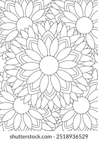 All these designs are hand-drawn and unique 
Flower Beautiful black and white illustration for adult coloring book,
This is a printable Beautiful Zentangle Coloring page for KDP Interior, POD products