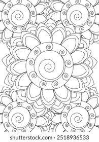 All these designs are hand-drawn and unique 
Flower Beautiful black and white illustration for adult coloring book,
This is a printable Beautiful Zentangle Coloring page for KDP Interior, POD products