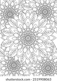 All these designs are hand-drawn and unique 
Flower Beautiful black and white illustration for adult coloring book,
This is a printable Beautiful Zentangle Coloring page for KDP Interior, POD products