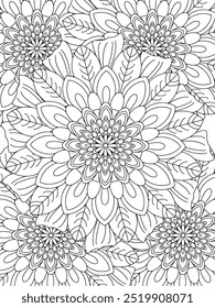 All these designs are hand-drawn and unique 
Flower Beautiful black and white illustration for adult coloring book,
This is a printable Beautiful Zentangle Coloring page for KDP Interior, POD products