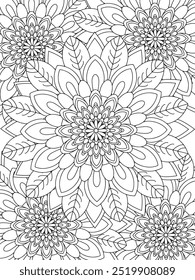 All these designs are hand-drawn and unique 
Flower Beautiful black and white illustration for adult coloring book,
This is a printable Beautiful Zentangle Coloring page for KDP Interior, POD products