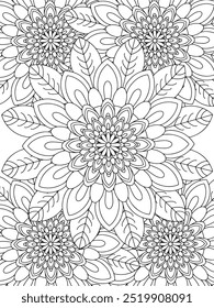 All these designs are hand-drawn and unique 
Flower Beautiful black and white illustration for adult coloring book,
This is a printable Beautiful Zentangle Coloring page for KDP Interior, POD products