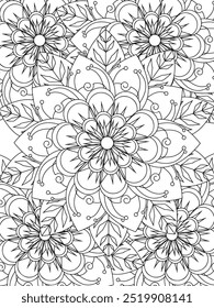 All these designs are hand-drawn and unique 
Flower Beautiful black and white illustration for adult coloring book,
This is a printable Beautiful Zentangle Coloring page for KDP Interior, POD products