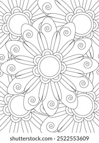 All these designs are hand-drawn and unique 
Flower Beautiful black and white illustration for adult coloring book,
This is a printable Beautiful Zentangle Coloring page for KDP Interior, POD products