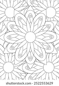 All these designs are hand-drawn and unique 
Flower Beautiful black and white illustration for adult coloring book,
This is a printable Beautiful Zentangle Coloring page for KDP Interior, POD products