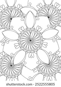 All these designs are hand-drawn and unique 
Flower Beautiful black and white illustration for adult coloring book,
This is a printable Beautiful Zentangle Coloring page for KDP Interior, POD products