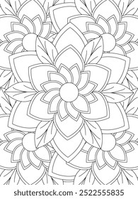 All these designs are hand-drawn and unique 
Flower Beautiful black and white illustration for adult coloring book,
This is a printable Beautiful Zentangle Coloring page for KDP Interior, POD products