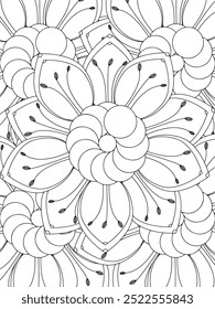 All these designs are hand-drawn and unique 
Flower Beautiful black and white illustration for adult coloring book,
This is a printable Beautiful Zentangle Coloring page for KDP Interior, POD products