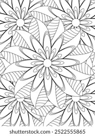 All these designs are hand-drawn and unique 
Flower Beautiful black and white illustration for adult coloring book,
This is a printable Beautiful Zentangle Coloring page for KDP Interior, POD products