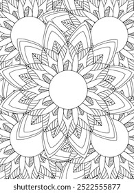 All these designs are hand-drawn and unique 
Flower Beautiful black and white illustration for adult coloring book,
This is a printable Beautiful Zentangle Coloring page for KDP Interior, POD products