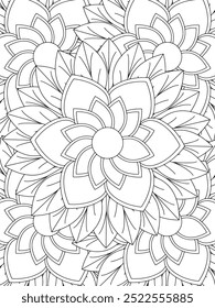 All these designs are hand-drawn and unique 
Flower Beautiful black and white illustration for adult coloring book,
This is a printable Beautiful Zentangle Coloring page for KDP Interior, POD products