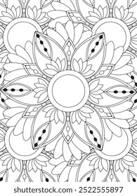 All these designs are hand-drawn and unique 
Flower Beautiful black and white illustration for adult coloring book,
This is a printable Beautiful Zentangle Coloring page for KDP Interior, POD products