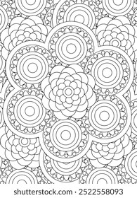 All these designs are hand-drawn and unique 
Flower Beautiful black and white illustration for adult coloring book,
This is a printable Beautiful Zentangle Coloring page for KDP Interior, POD products